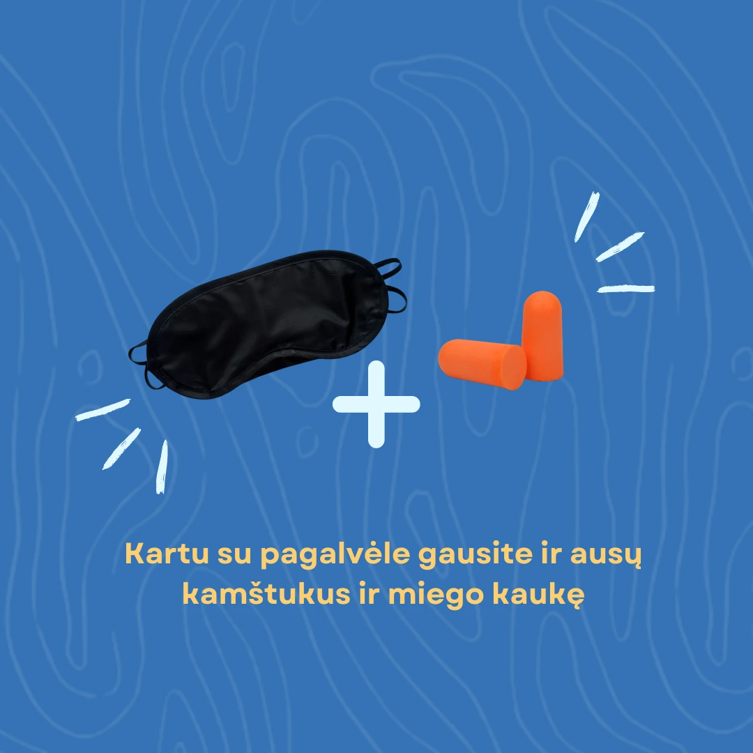 Pripučiama kelioninė pagalvėlė + ausų kamštukai + miego kaukė - Image 4