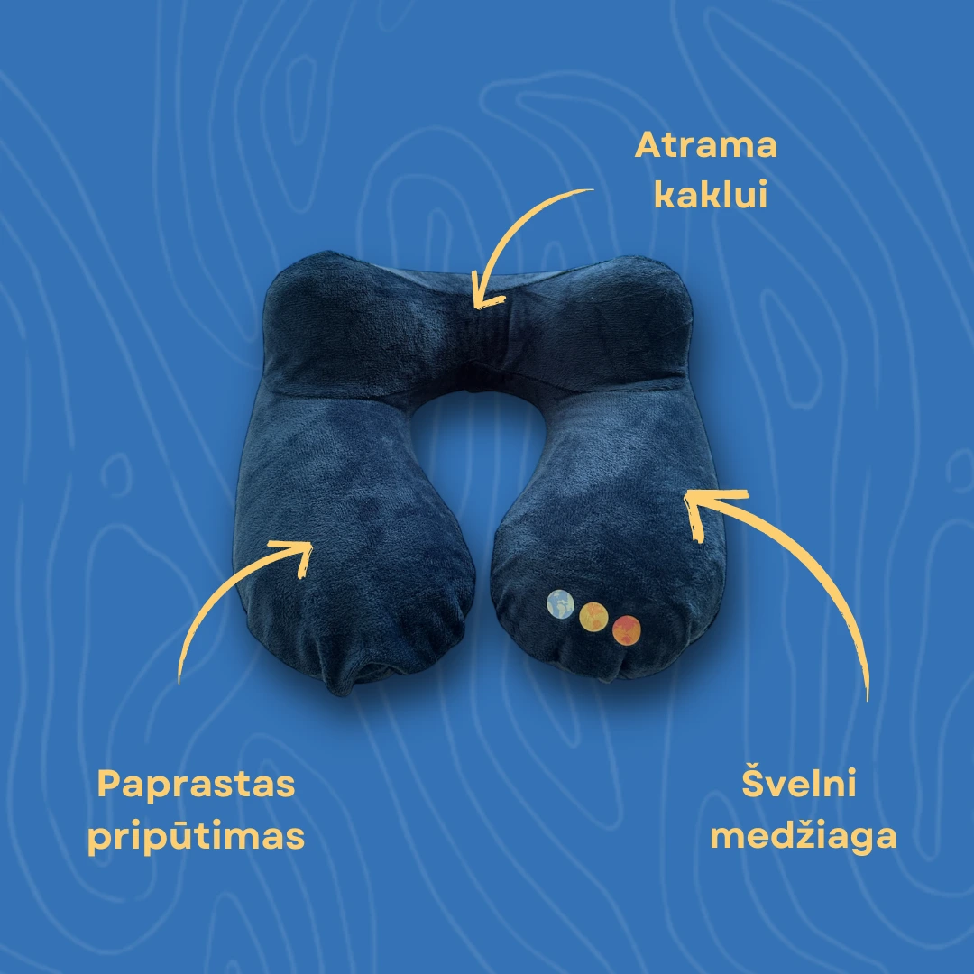 Pripučiama kelioninė pagalvėlė + ausų kamštukai + miego kaukė - Image 2